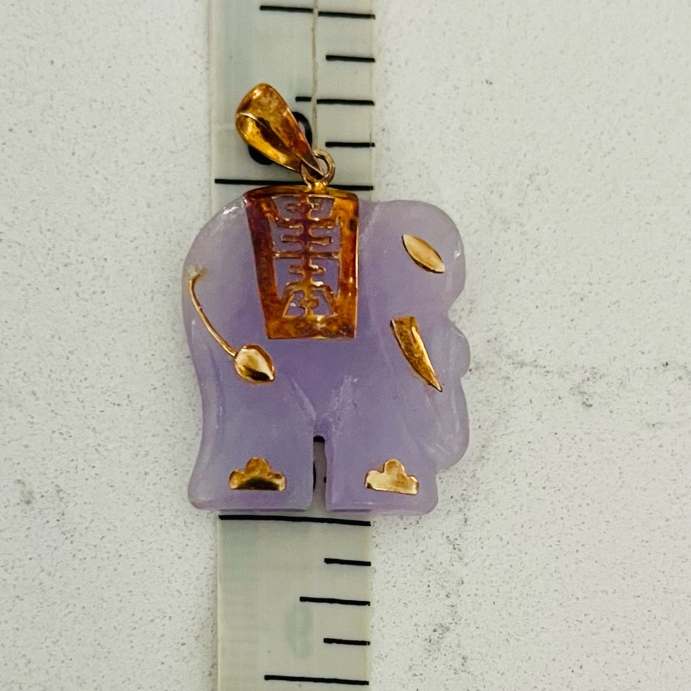 Vintage Lucky Elephant Charm/Pendant Amethyst & 14K Gold, Rare Pendant - Picture 8 of 14